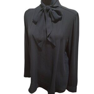 Loft Navy Blue Bow Tie Blouse
